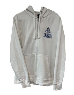 Full Zip White Faded Knight Logo Front/Back